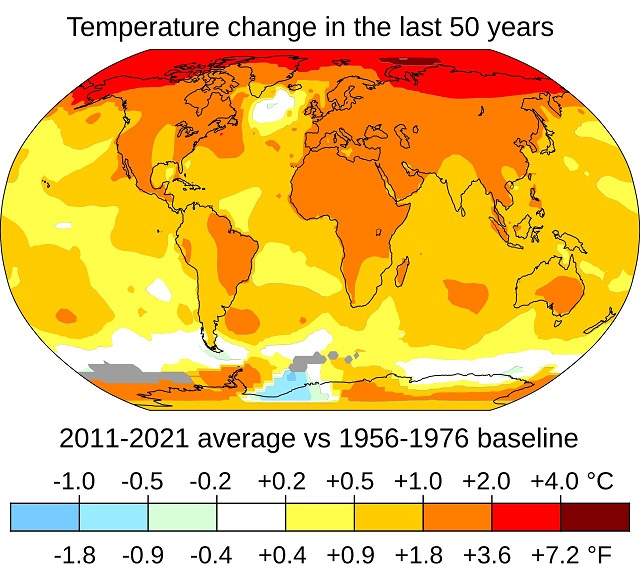 Change in Average Temperature With Fahrenheit